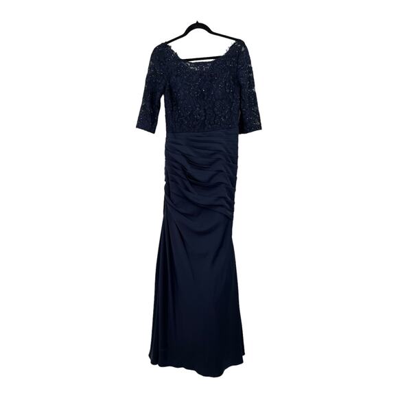 La Femme Dress 24926 Sparkle Lace Trumpet gown blue size 6 - Picture 2 of 10